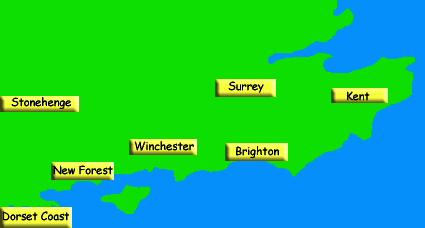 kent, surrey, winchester, brighton, new forest, stonehenge, dorset coast