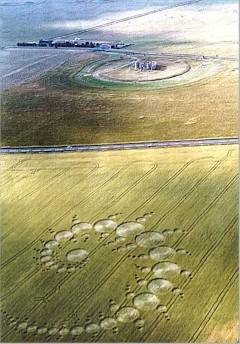 The cirle of stones with modern crop circles