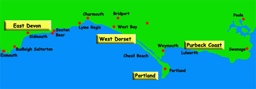 Devon & Dorset Coast, World Heritage Site, Map