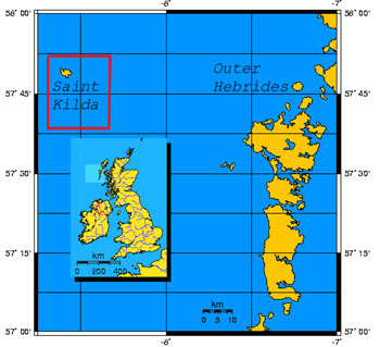 Map St Kilda, Outer Hebrides, Scotland